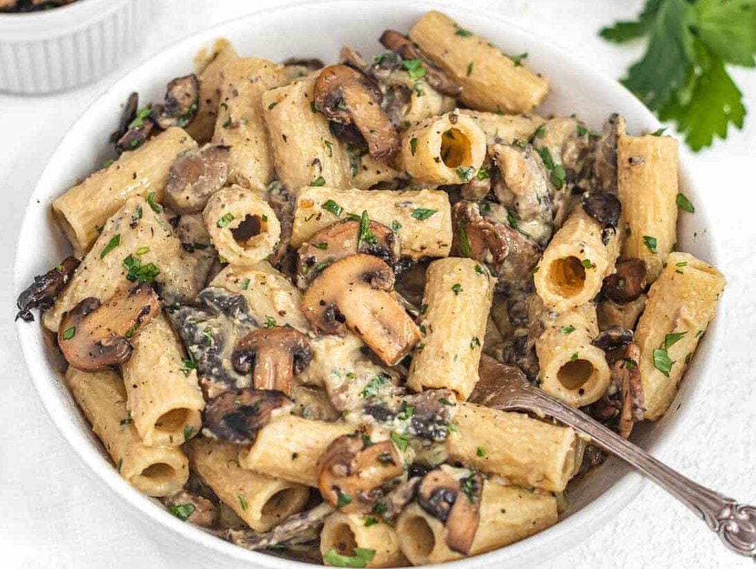 Hummus Pasta and fork