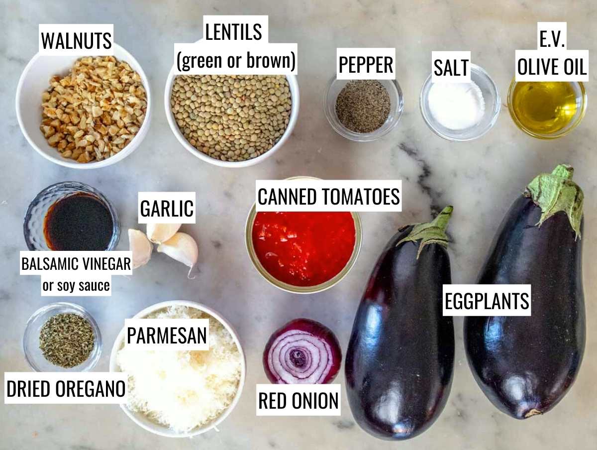 Ingredients for stuffed eggplant