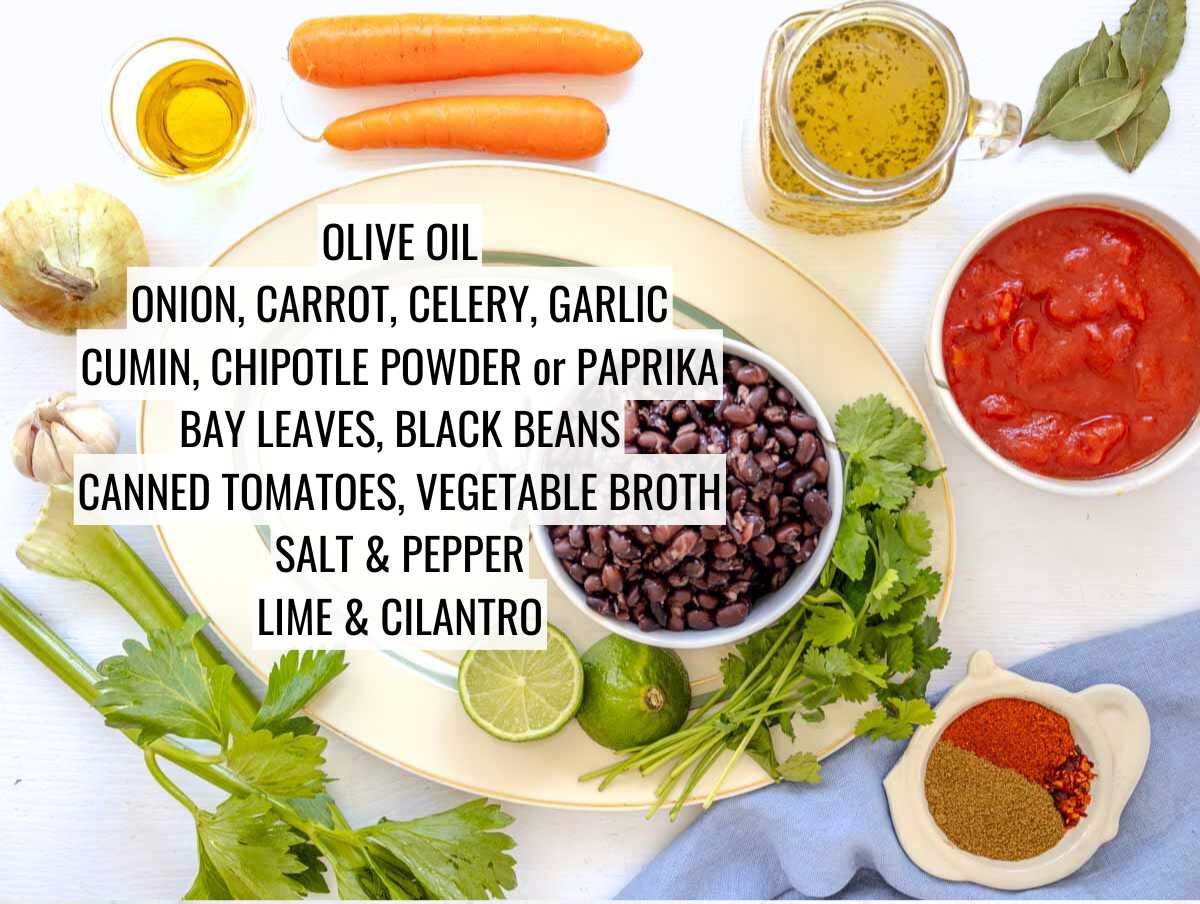 ingredients for black bean soup