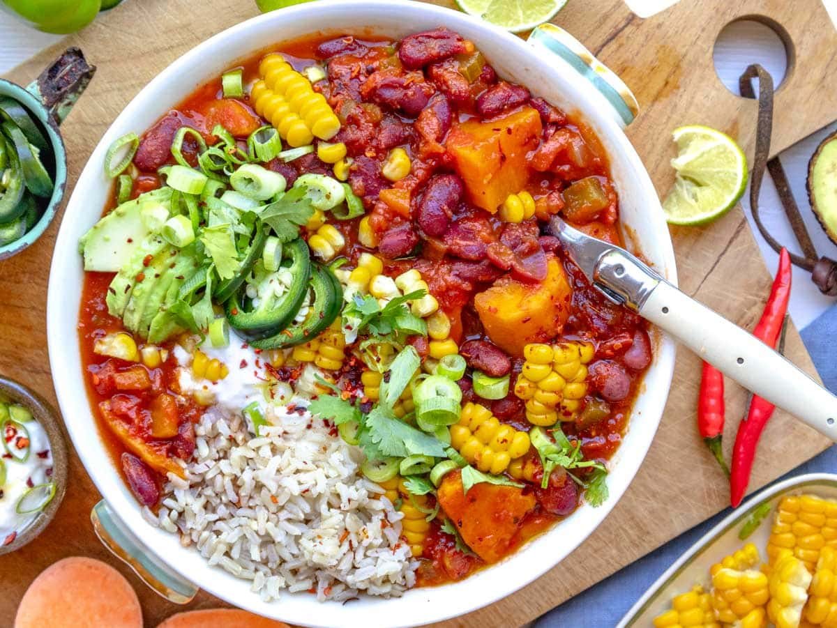 sweet potato chili with a spoon