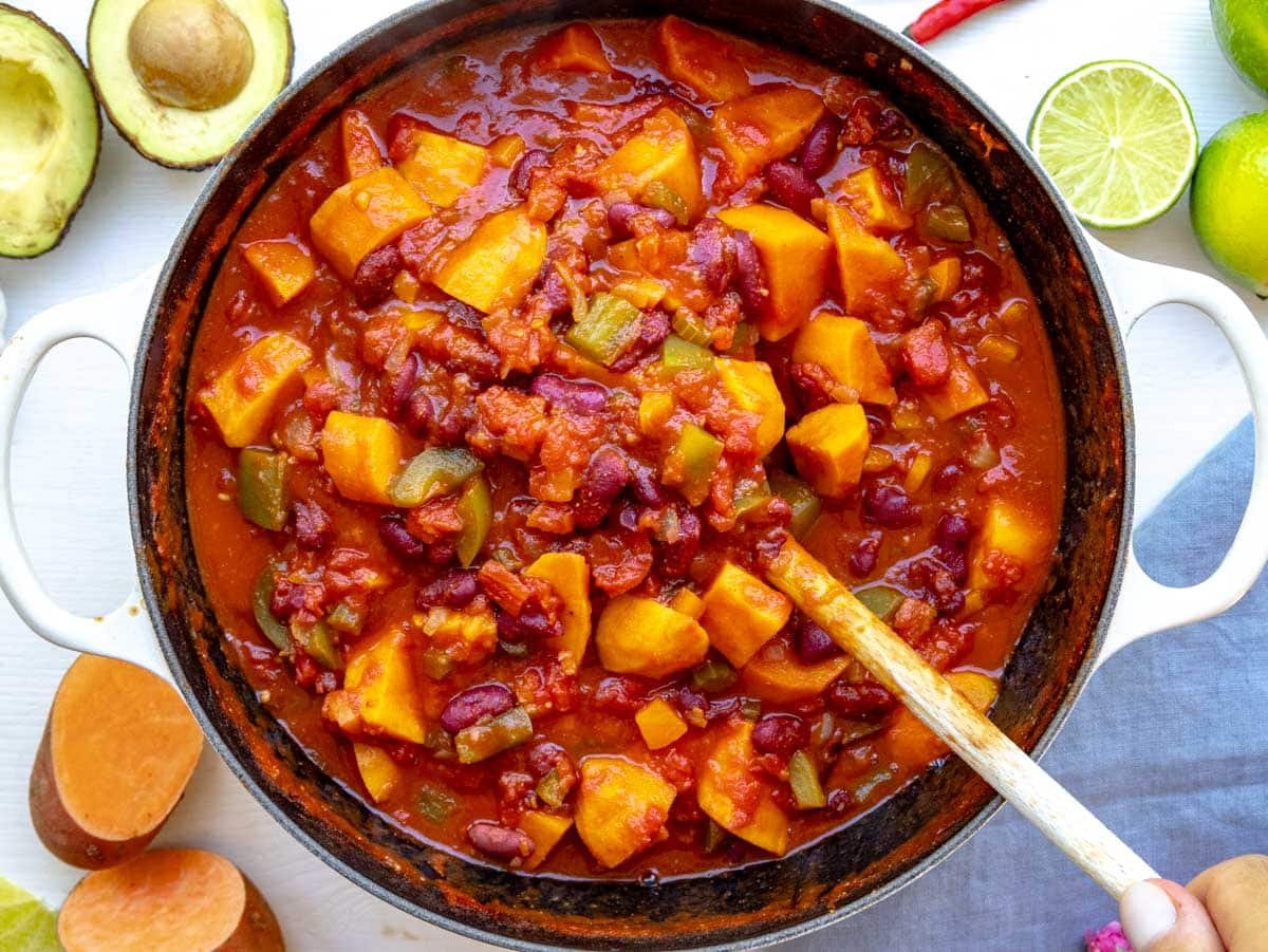 sweet potato chili in a large pot