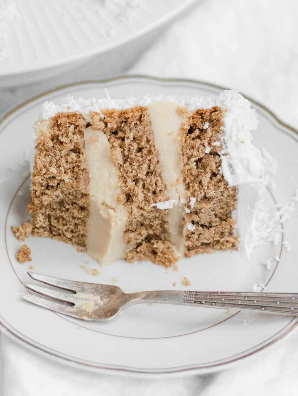 vegan coconut cake with custard