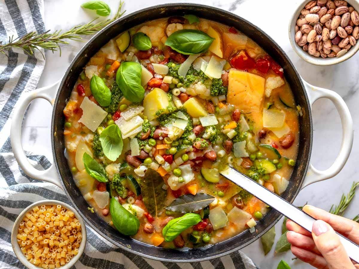 minestrone soup in a large pot