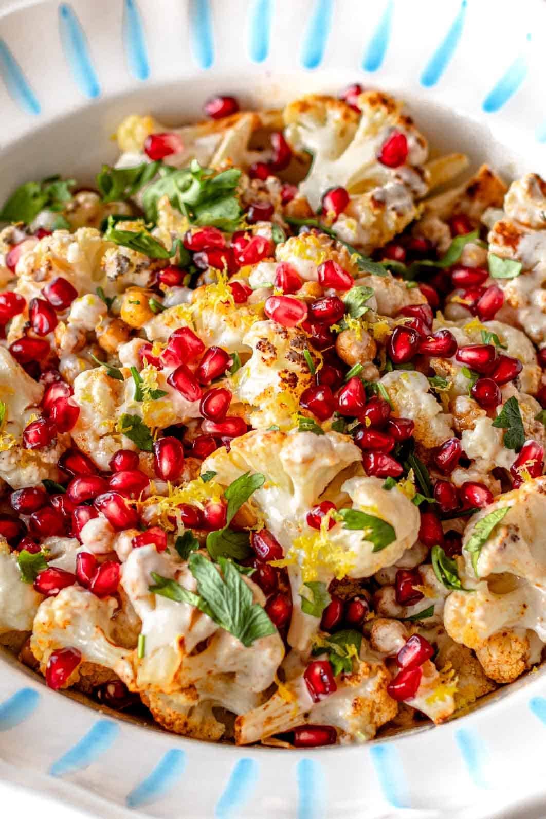 Roasted cauliflower salad with chickpeas.
