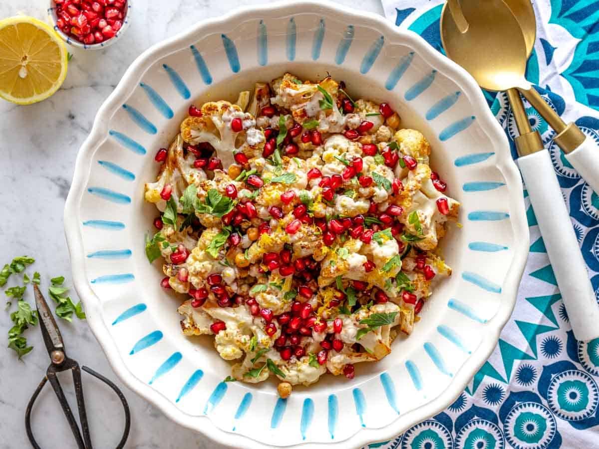 cauliflower salad with lemon zest and parsley topping