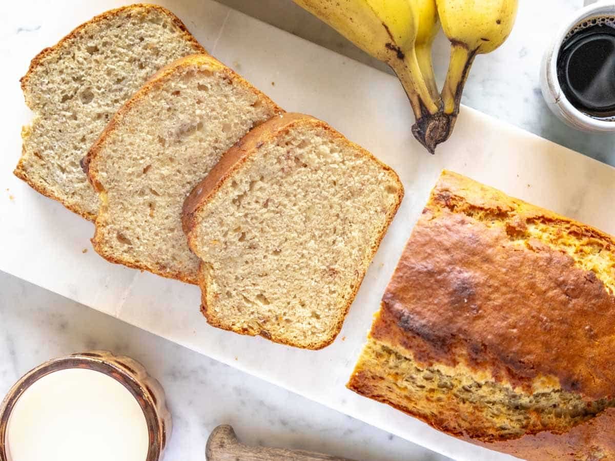 sliced vegan banana bread