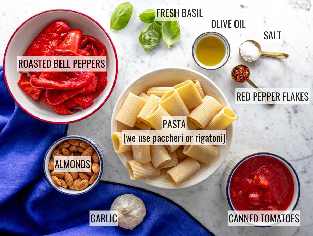 ingredients for red pepper pasta