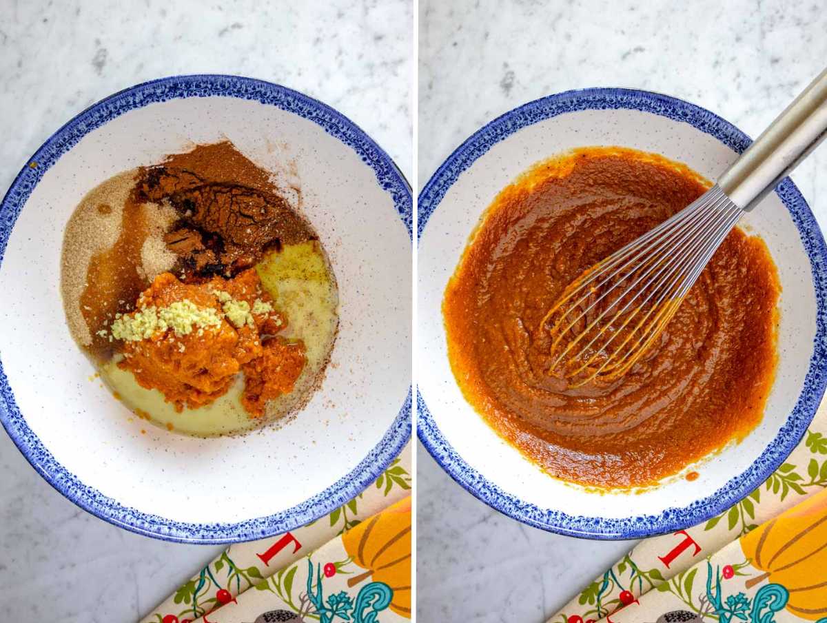 mixing wet ingredients in a bowl