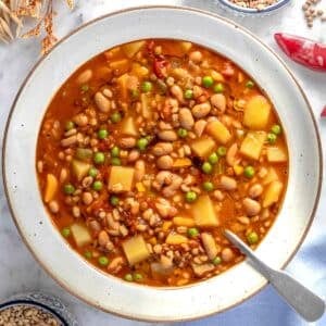 Barley soup in a bowl