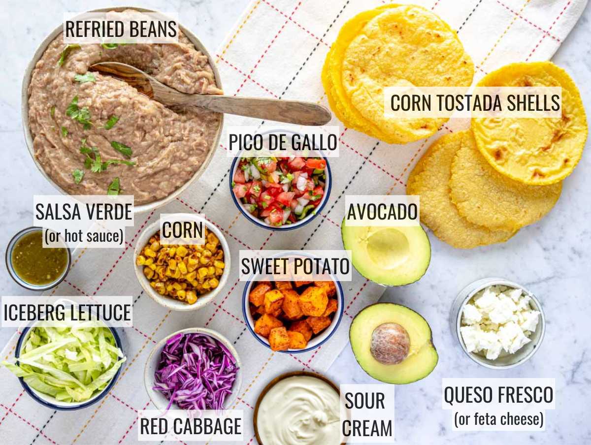 Ingredients for tostada