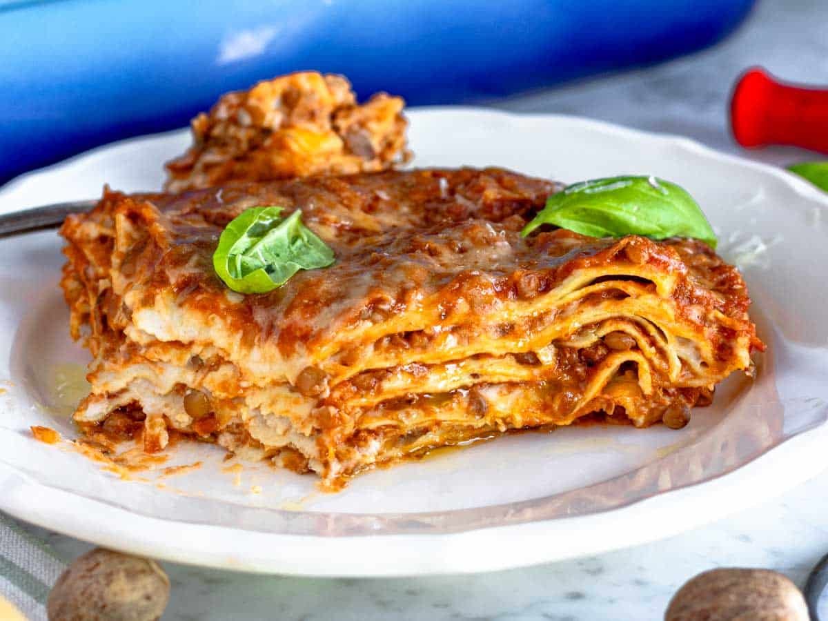 Vegetarian lasagna with lentils