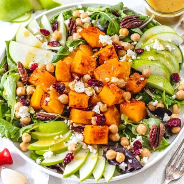 butternut squash salad with chickpeas, cranberries and feta