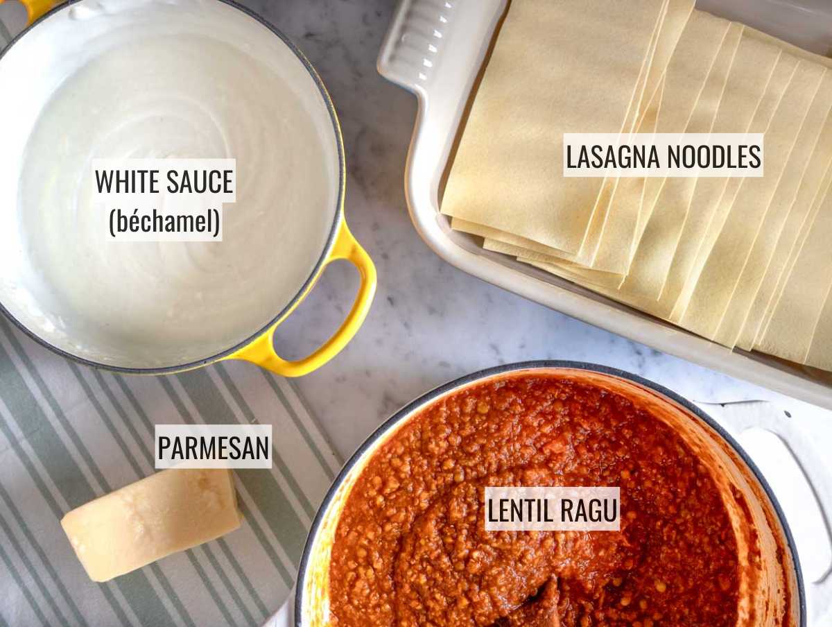 the four parts of a vegetarian lasagna