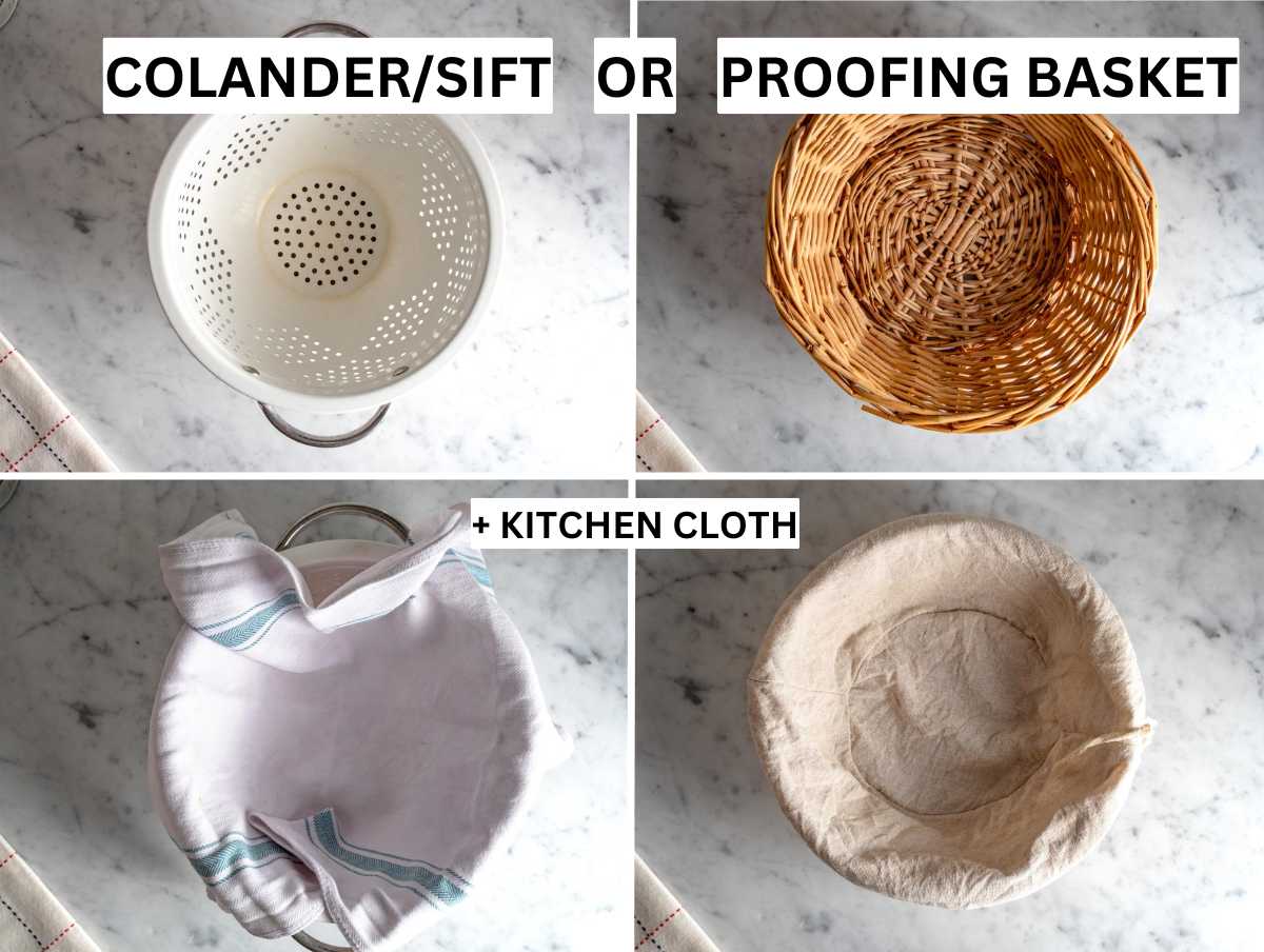 Colander vs proofing basket.