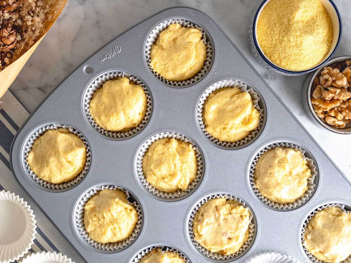 Cornbread muffins before baking