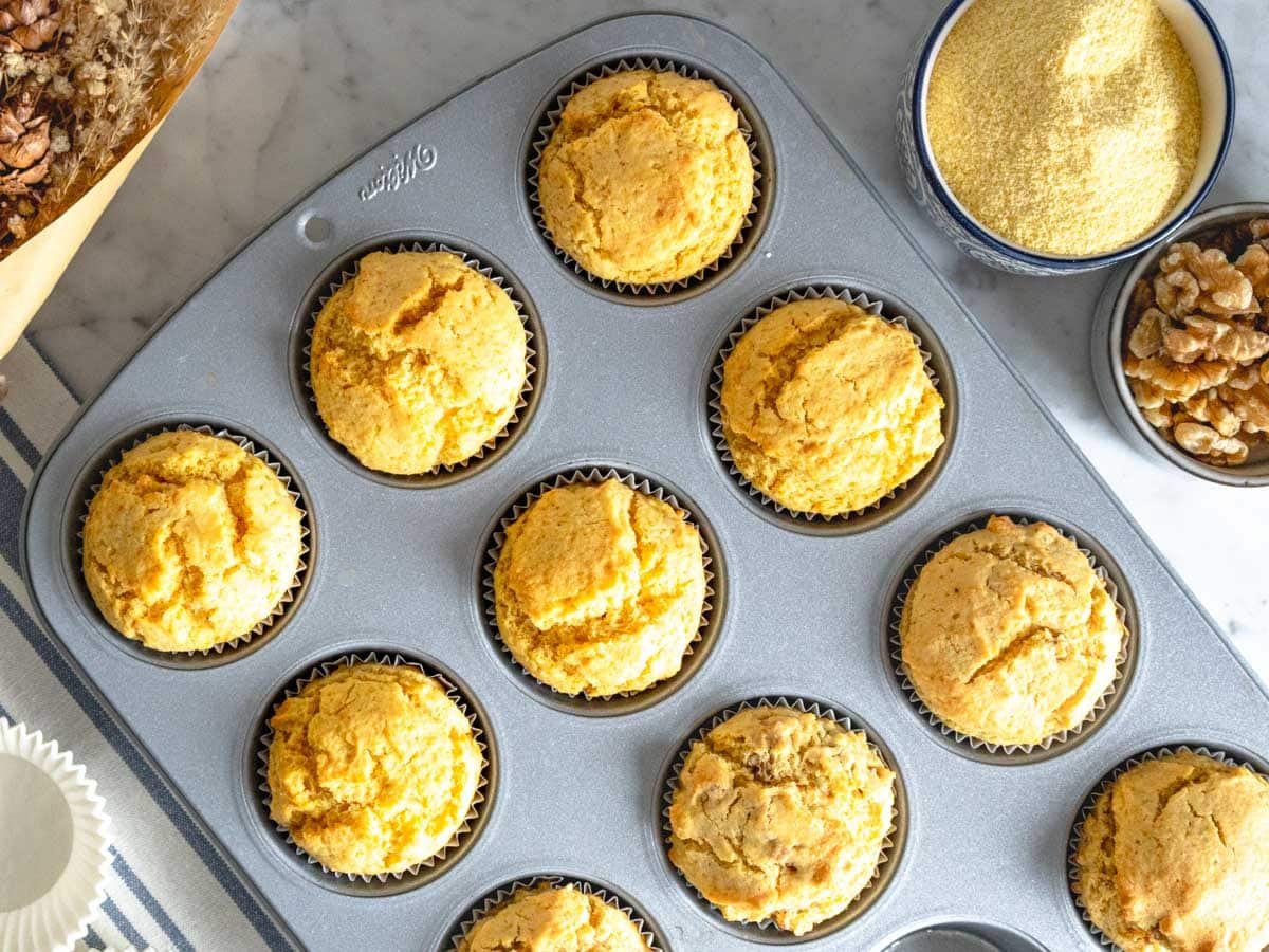 Cornbread muffins after baking