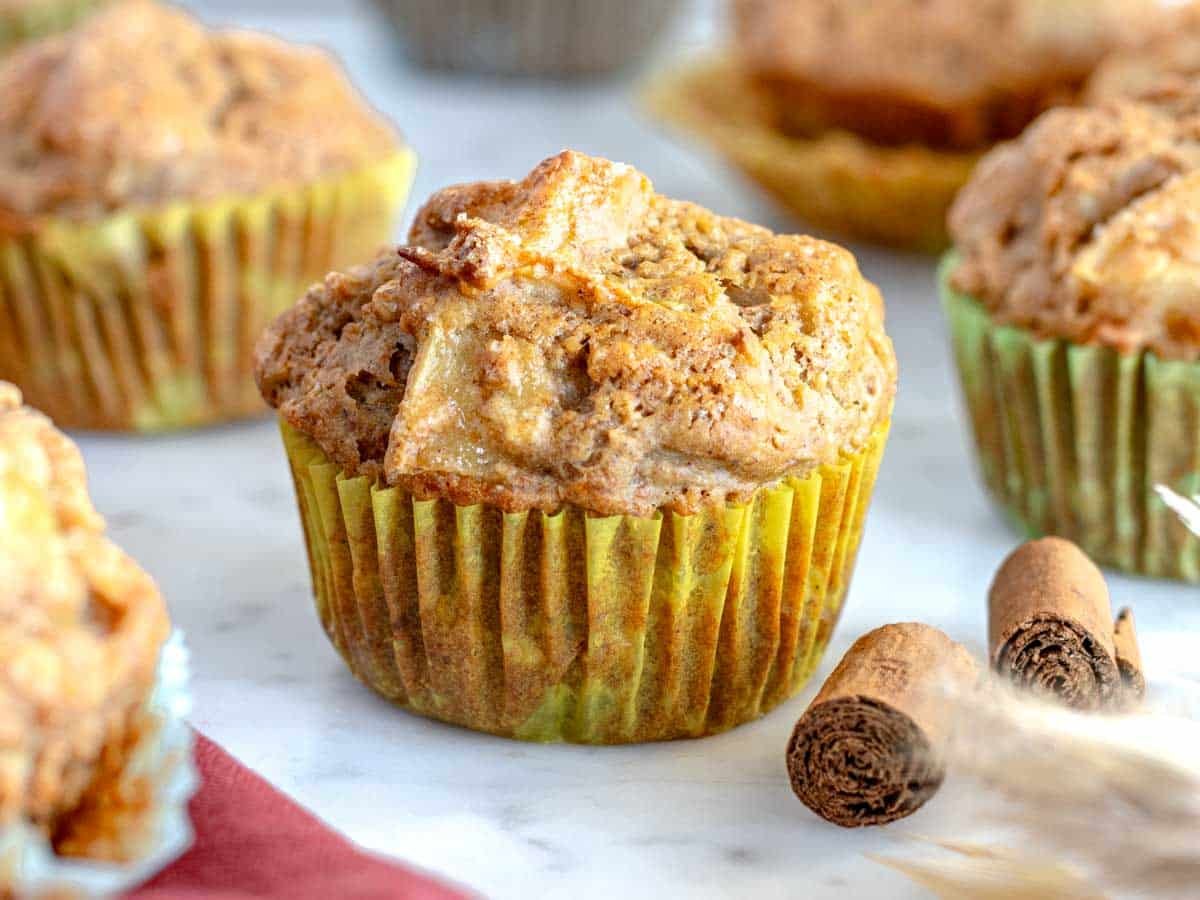 Apple muffin on a marble table