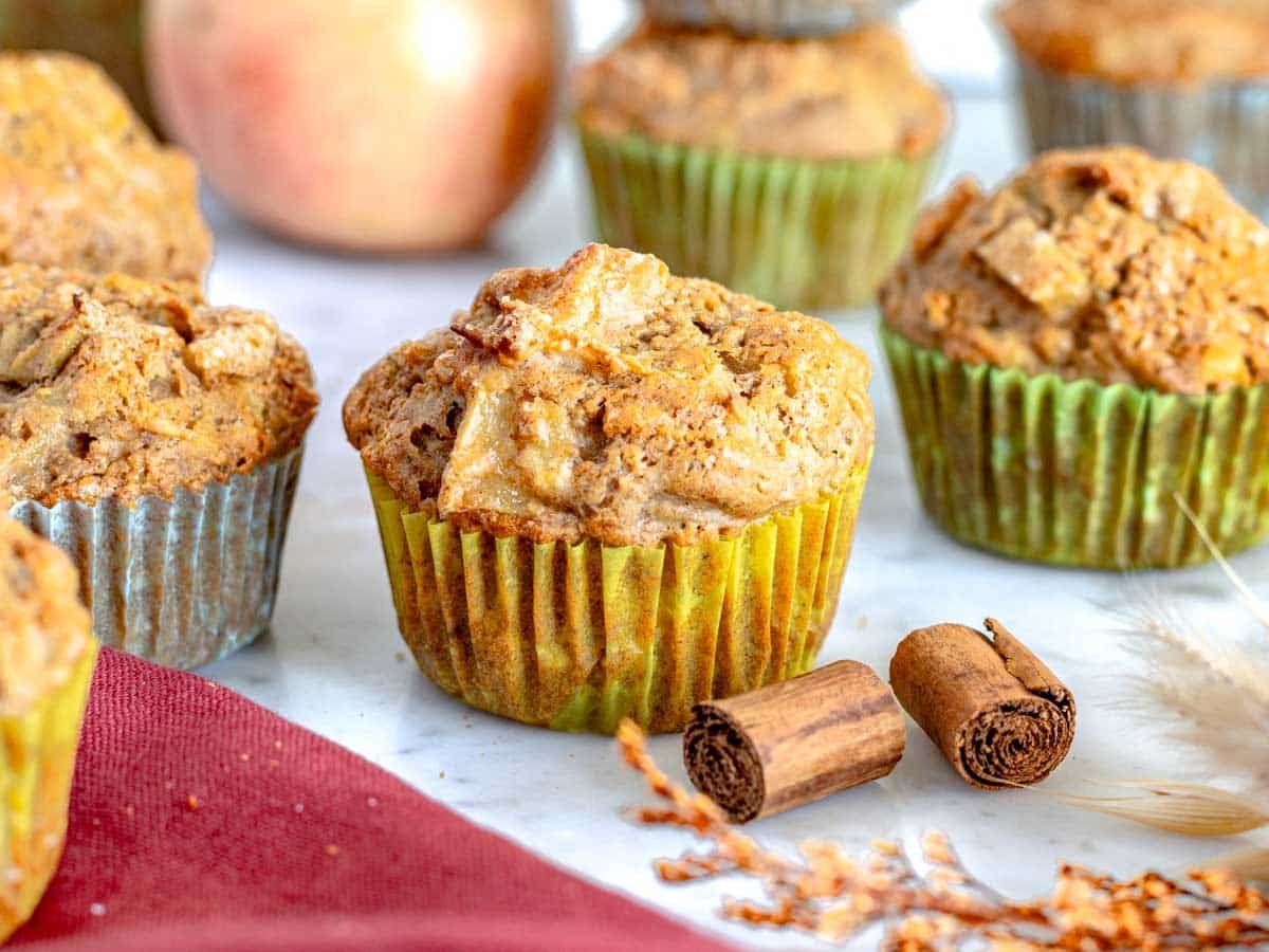 easy apple muffins with cinnamon sticks