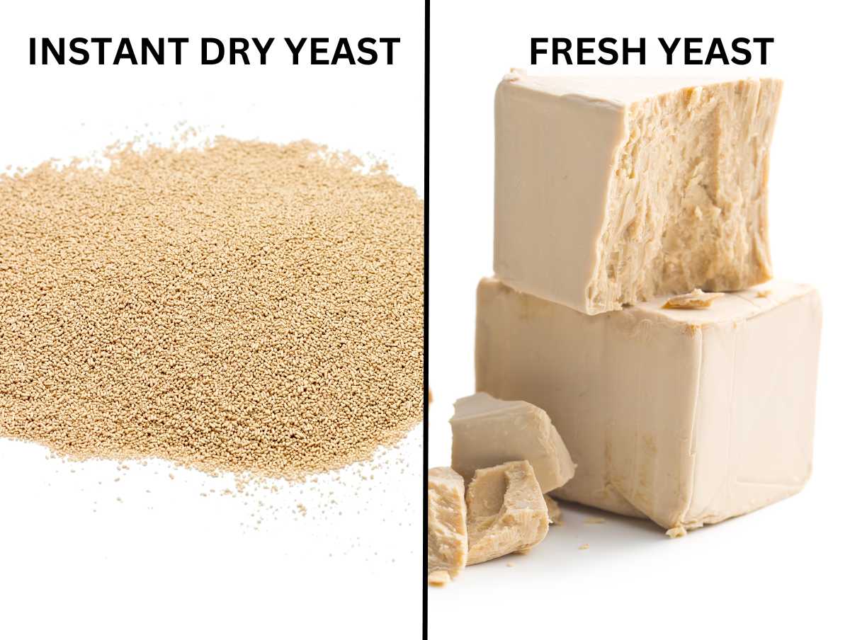 Instant dry yeast and fresh yeast.