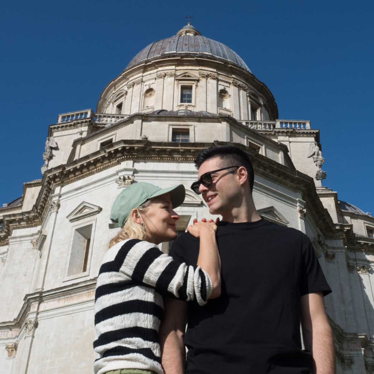 Nico and Louise in front of the Consolazione church in Todi