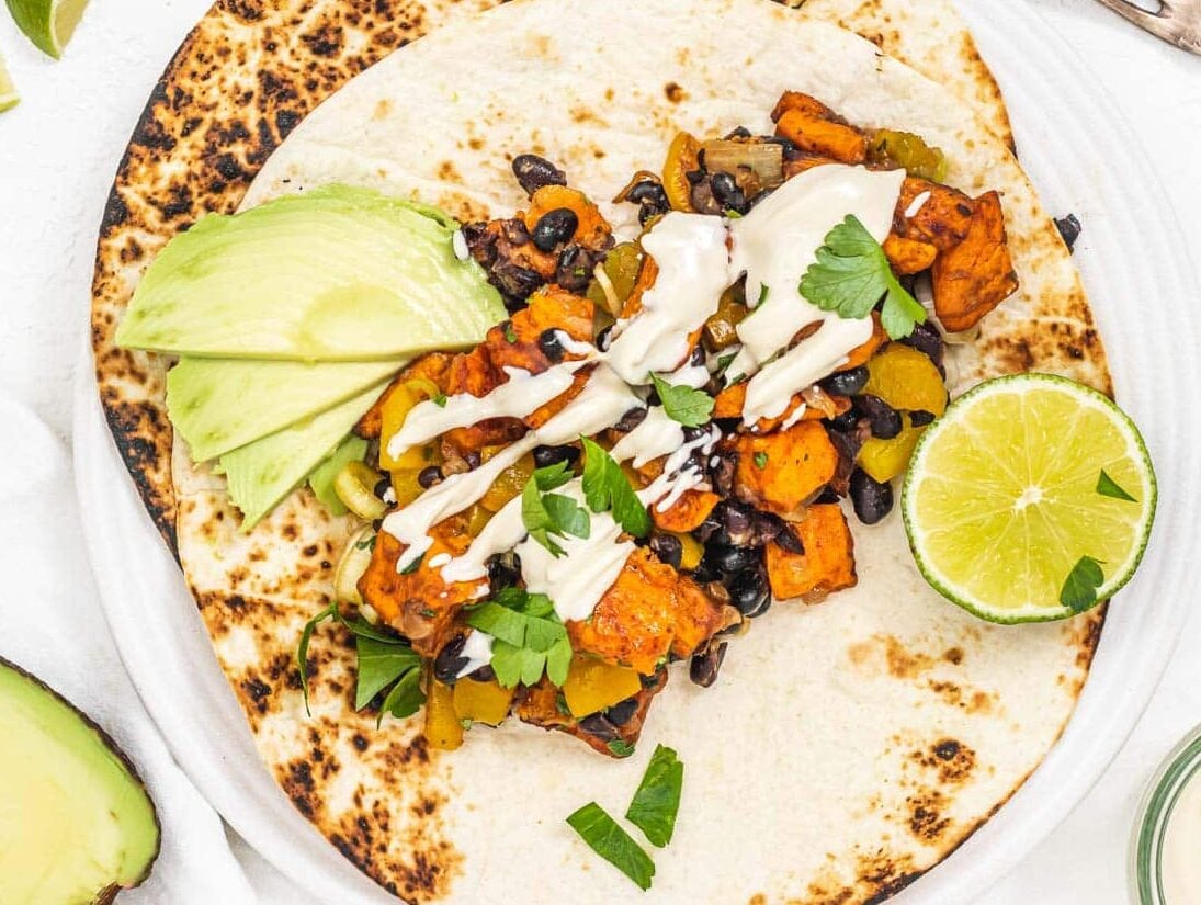 Sweet Potato Hash on tortilla