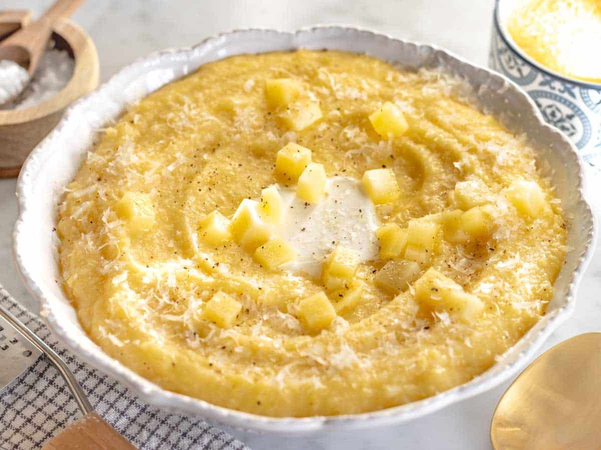 creamy polenta with butter and parmesan cheese