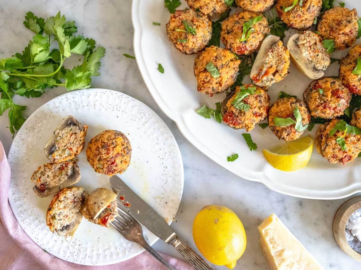 stuffed mushrooms served as a side dish