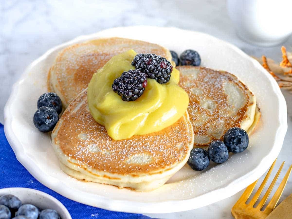 Pancakes with vegan custard.