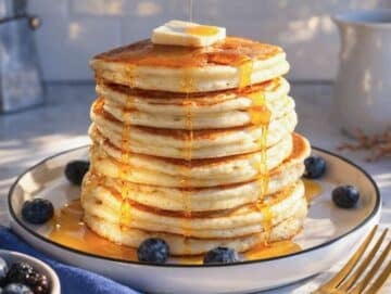 Step 5 Easy egg-free pancakes recipe fluffy simple breakfast without eggs.