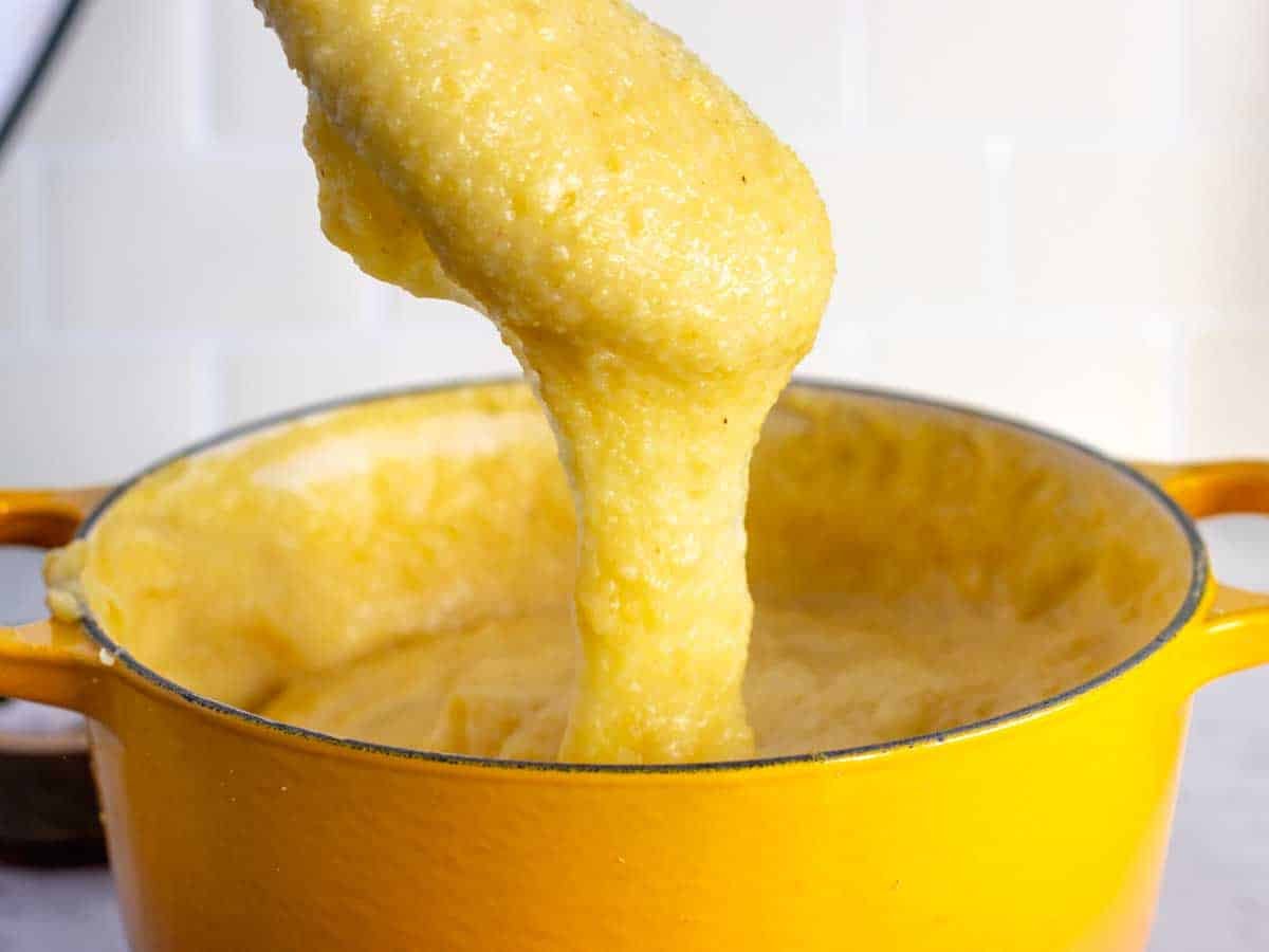 A spoonful of creamy polenta.