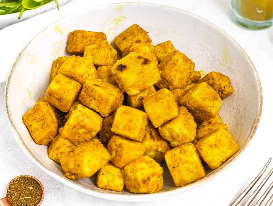 curry tofu in a bowl