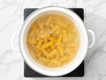 Step 2 Short pasta boiling in salted water until al dente.
