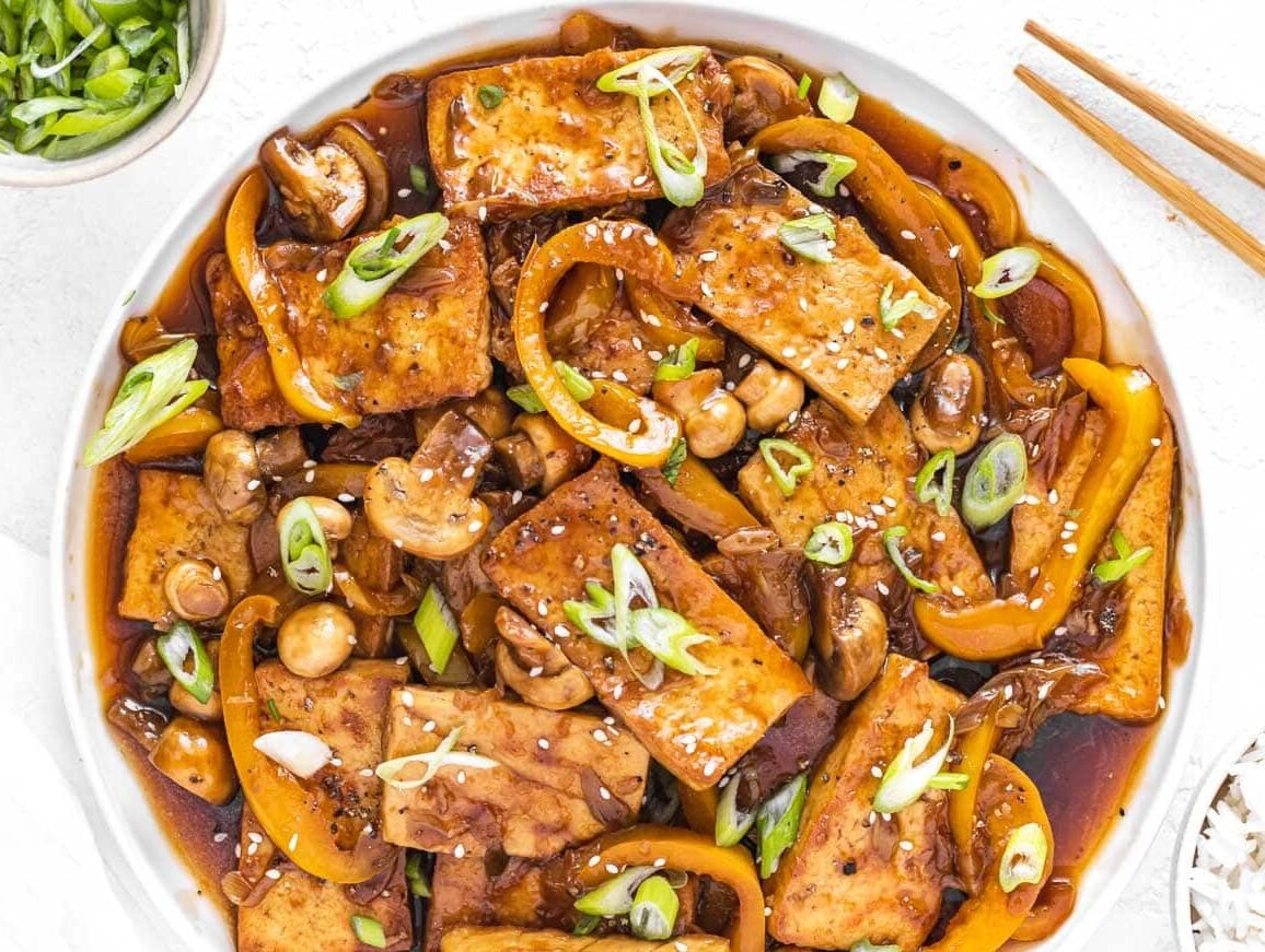 Braised tofu with scallions