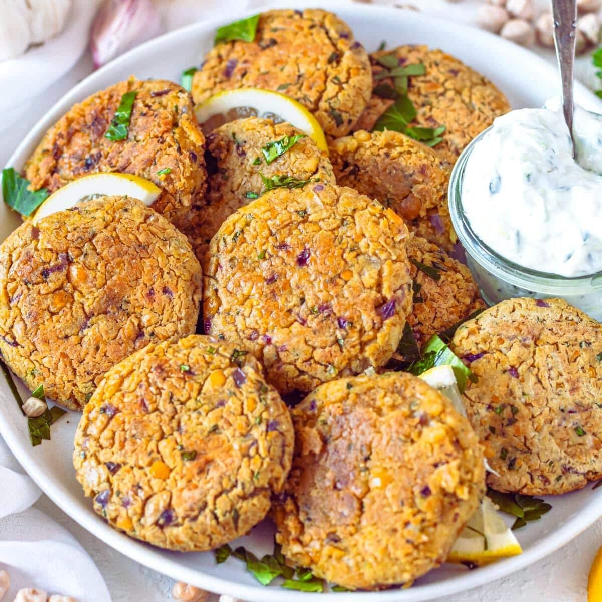 Chickpea fritters on a plate.