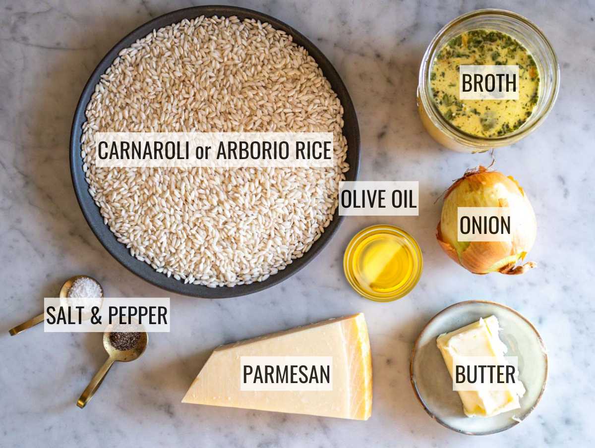 Ingredients for parmesan risotto.
