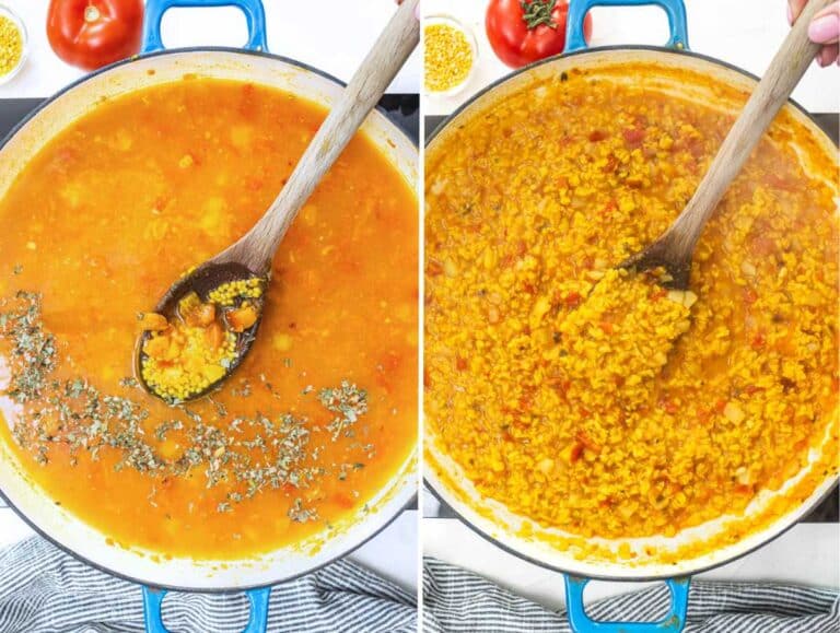 Moong dal before and after cooking.