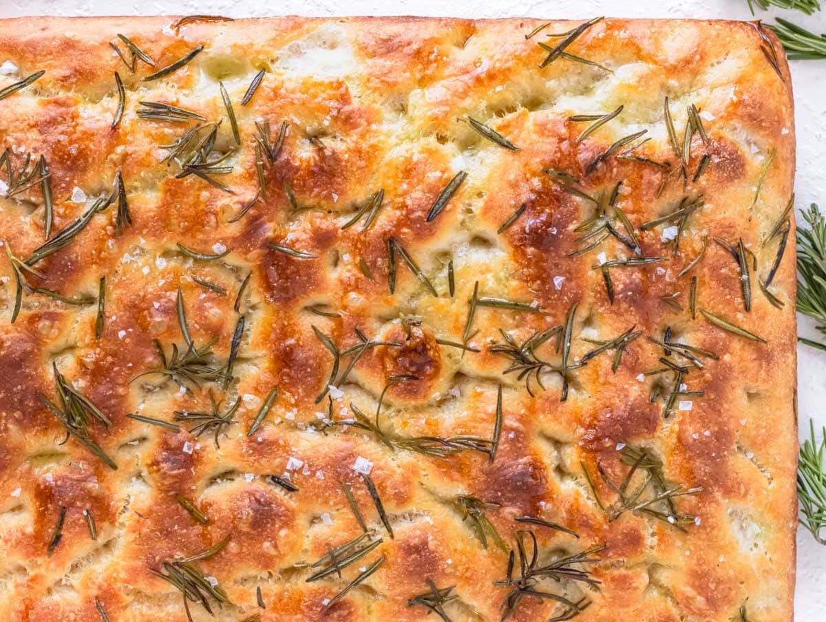 Focaccia with rosemary and sea salt.