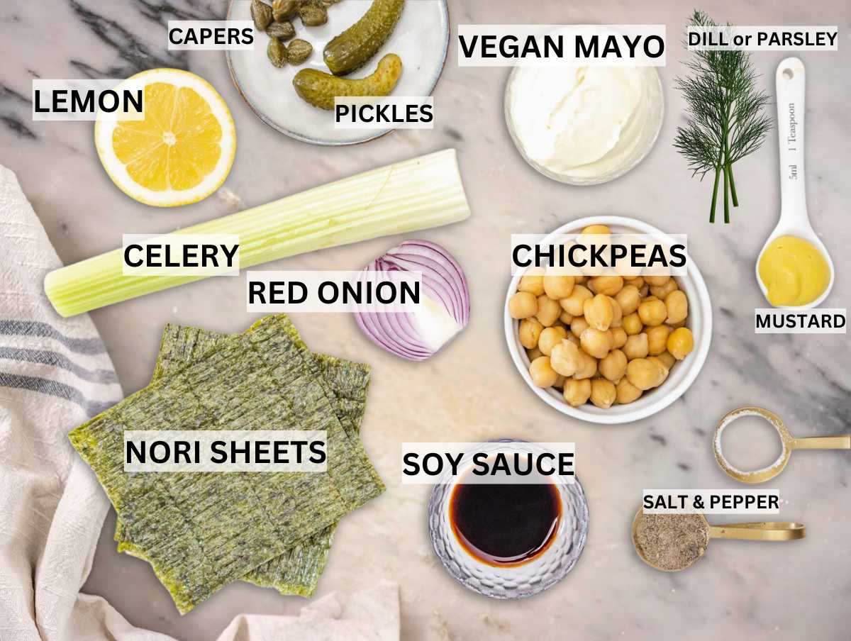 Ingredients for vegan tuna.