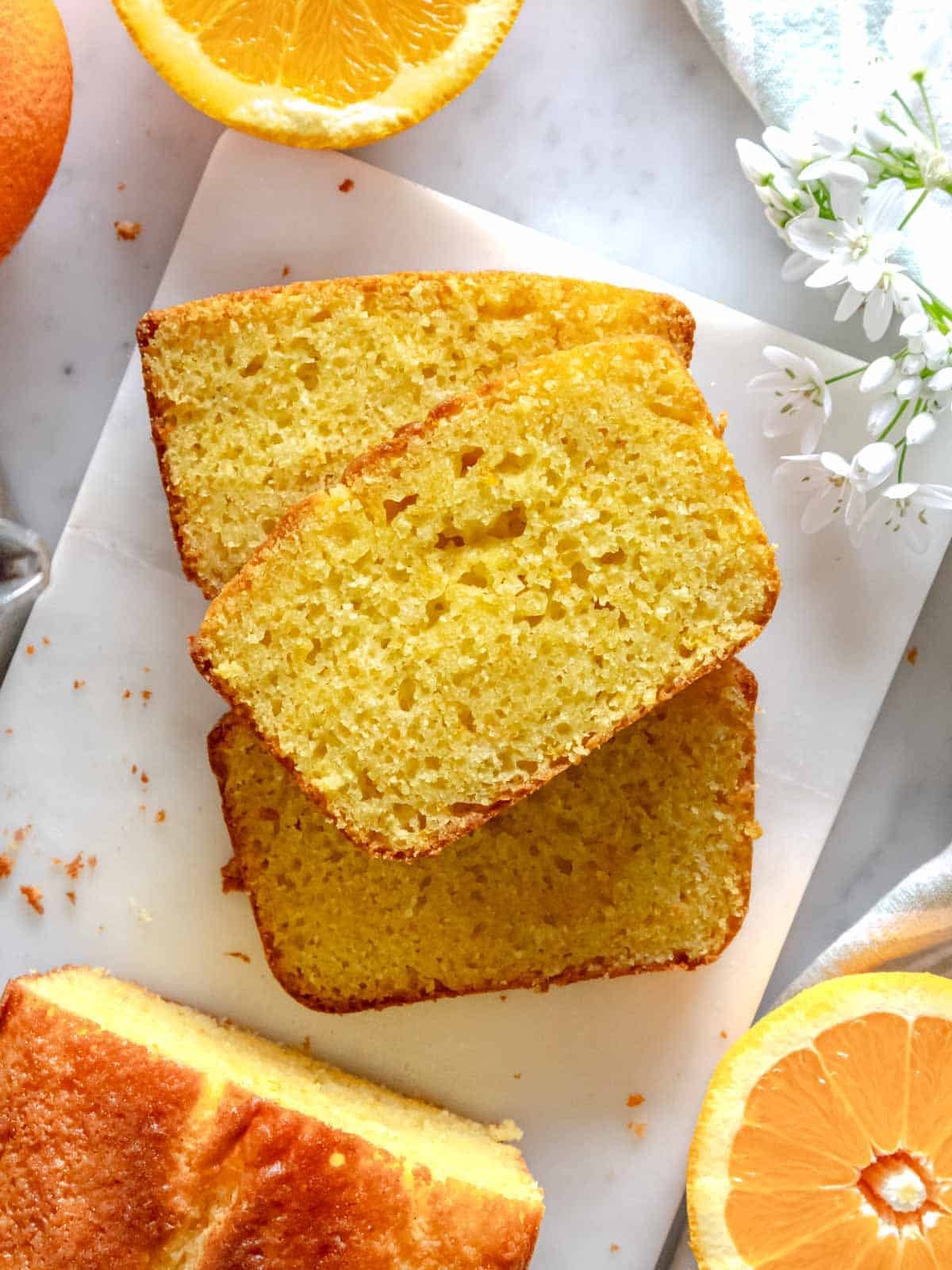 Slices of orange cake.