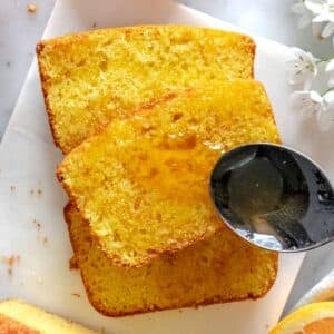 Orange cake slices with orange syrup.