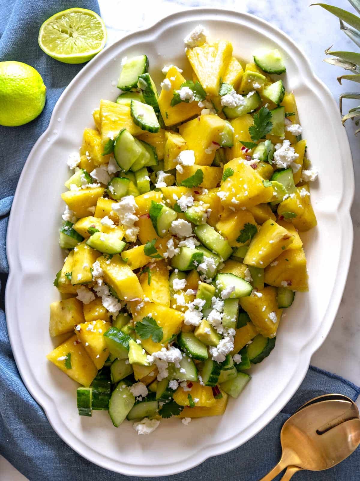 Pineapple cucumber salad with feta.
