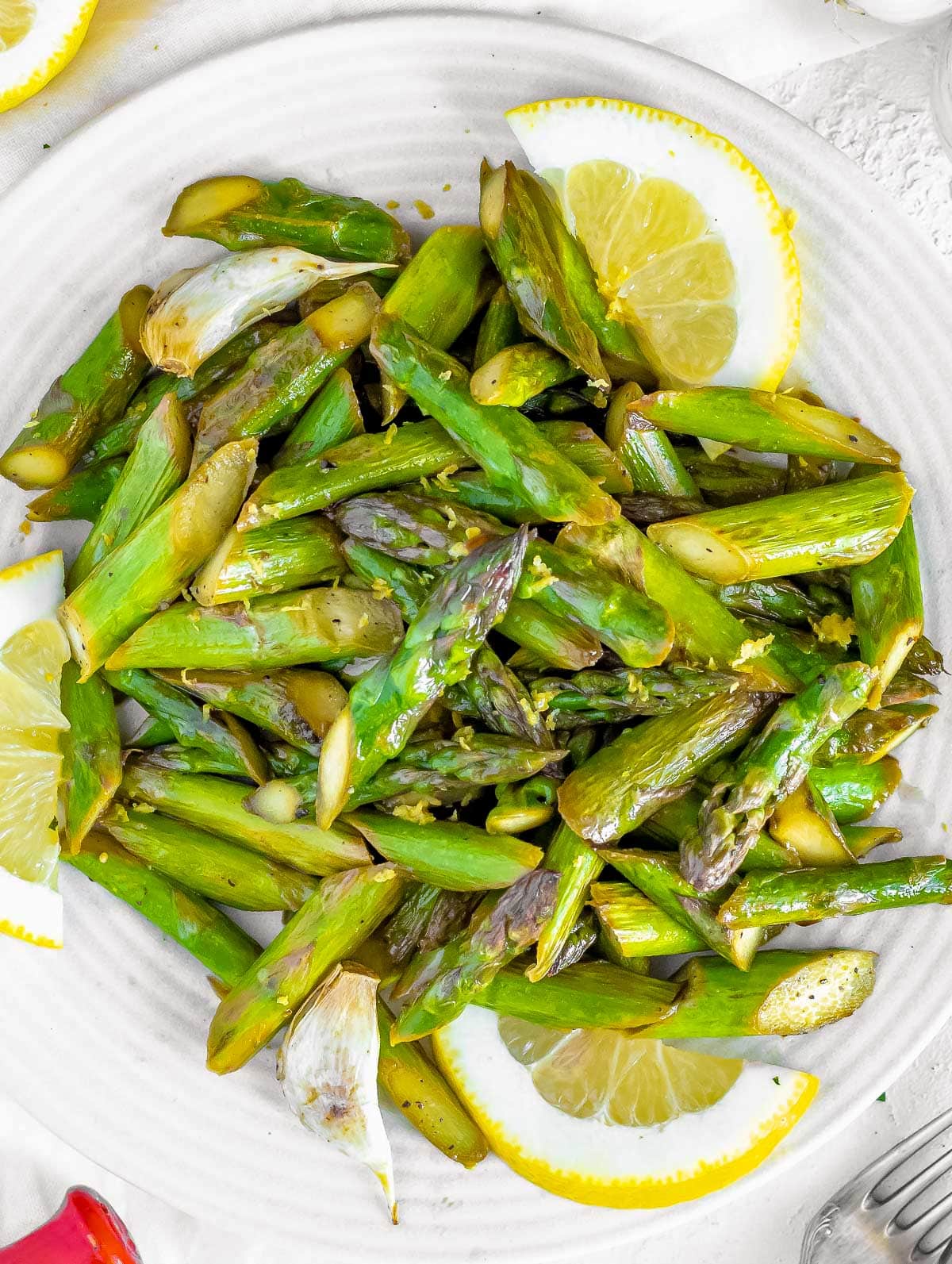 Sautéed asparagus with lemon and parmesan.
