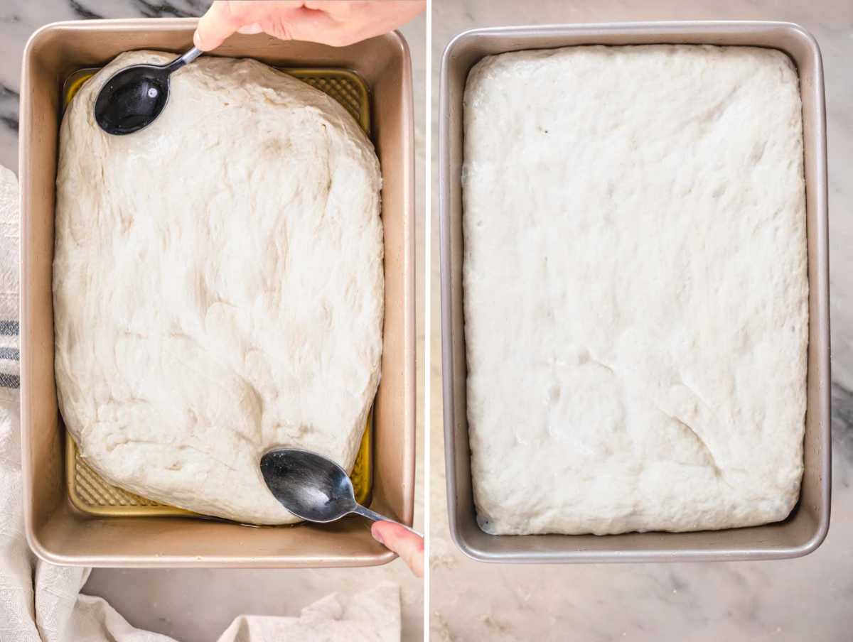 Second proofing in oiled baking pan.