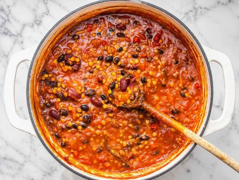 Step 4 Finished lentil chili thickened in the pot and ready to serve.