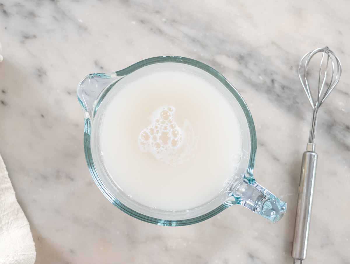 Yeast dissolved in lukewarm water.