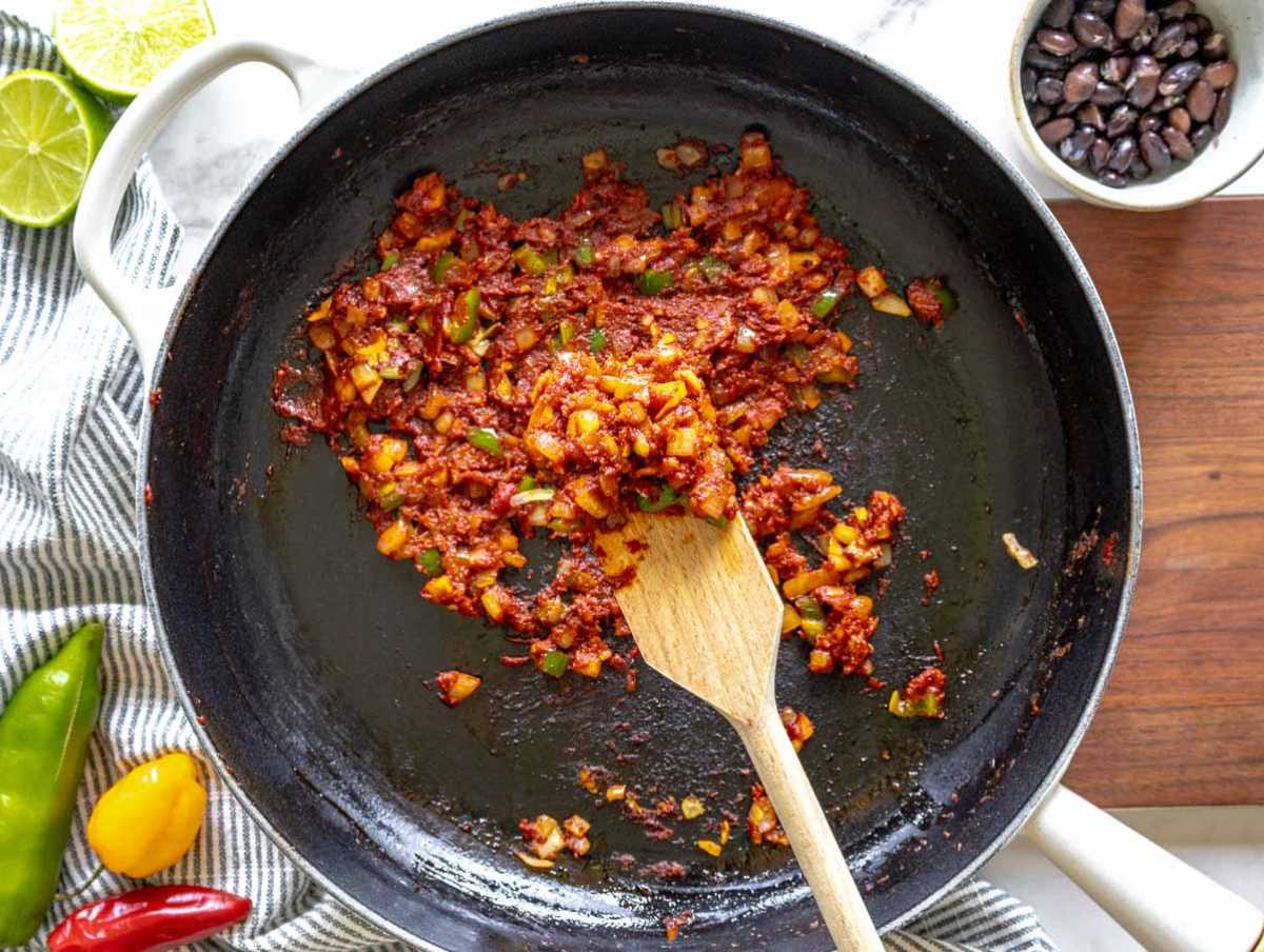 Flavor base with cumin, tomato paste, onion, and garlic.