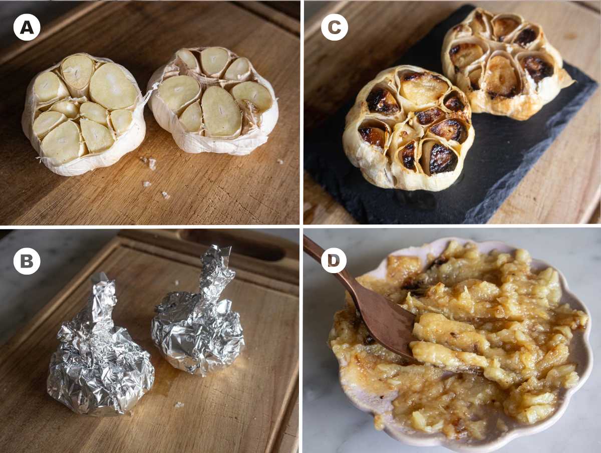 How to roast garlic and mash it with until creamy.