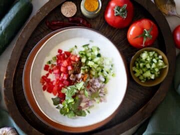 Raita recipe with ingredients.