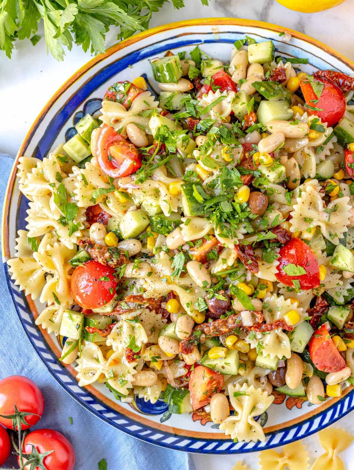 Bowtie pasta salad.