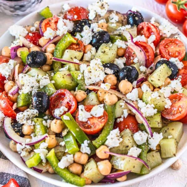 Chickpea salad with feta.